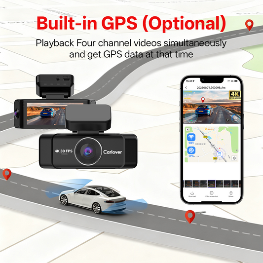 Mini 4-Channel 4K AI Dash Camera – Ultra HD Smart Car DVR | WiFi, GPS & 360° Vehicle Monitoring
